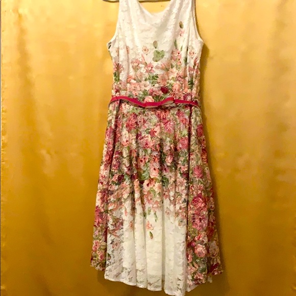 danny & nicole short sleeve fit & flare dress